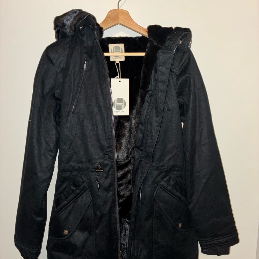 Hoodlamb Limited Edition Black Hemp Parka – NWT 🌿 Fur Lined Winter Coat